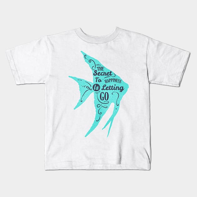 Fish silhouette with motivational words of wisdom Kids T-Shirt by Voxen X